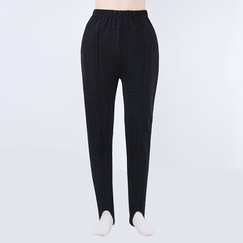 恺吉锐老式脚蹬裤踩脚细条纹健美裤微弹女士高腰宽松外穿打底裤 黑色