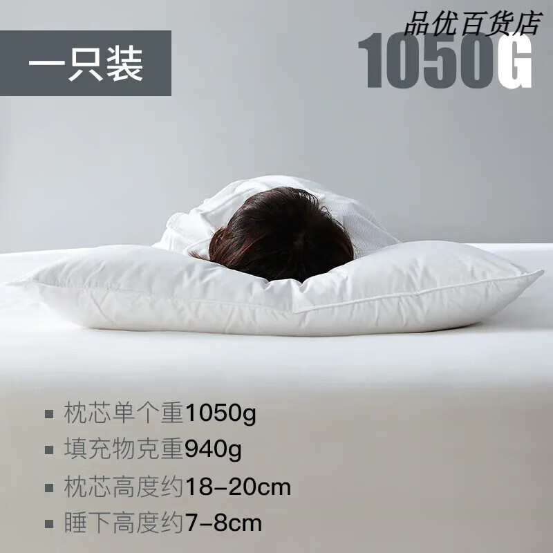 康爾馨（Canasin）careseen枕頭低枕酒店助睡眠護(hù)頸椎枕芯纖維枕可水洗 1050g低枕一只裝(填充克重940g 12cm 7-