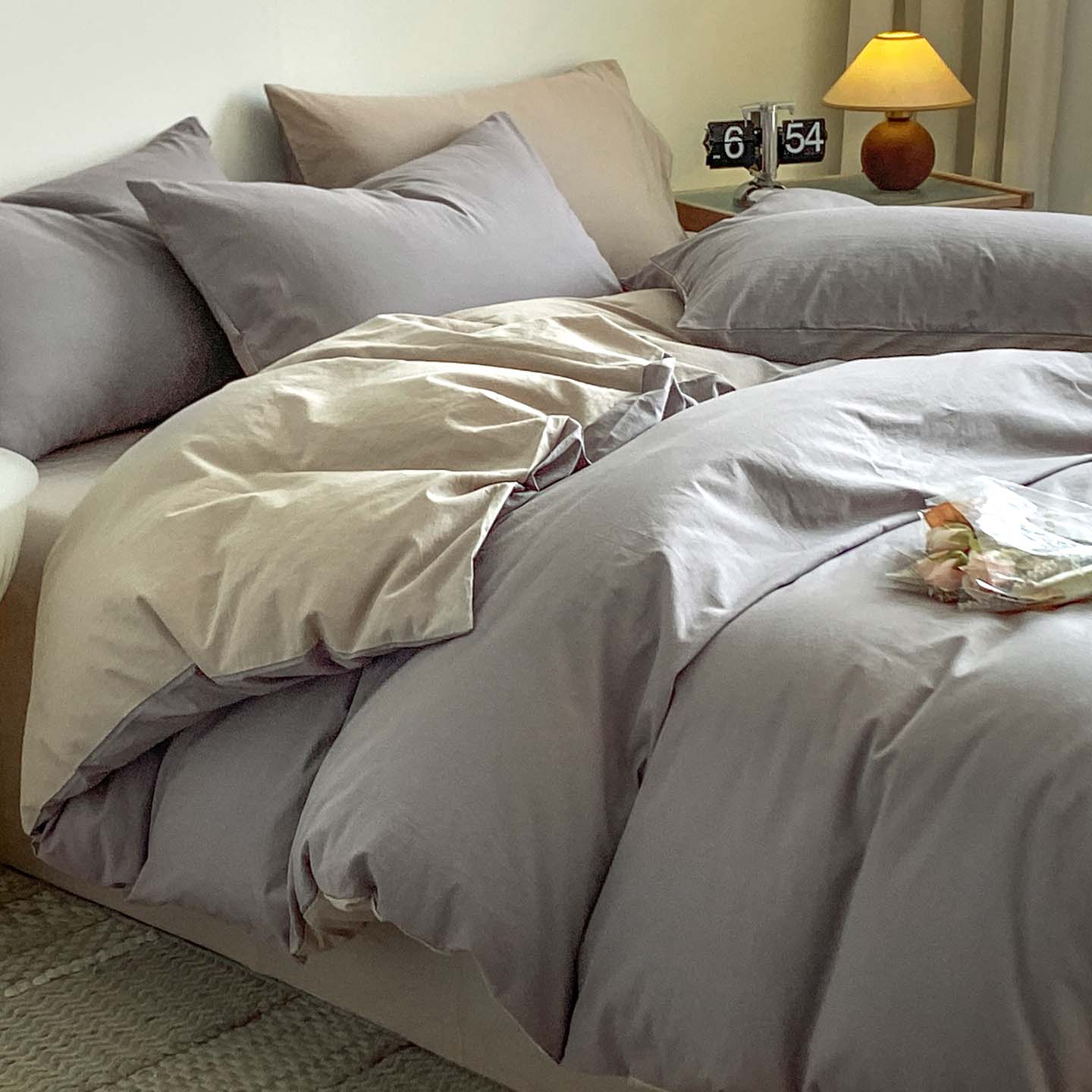 猫人A类简约床上四件套纯棉全棉宿舍床单被罩三件套床品四季通用 多巴胺高级灰【100%全棉】 1.5m 床单款 四件套-被套200*230cm