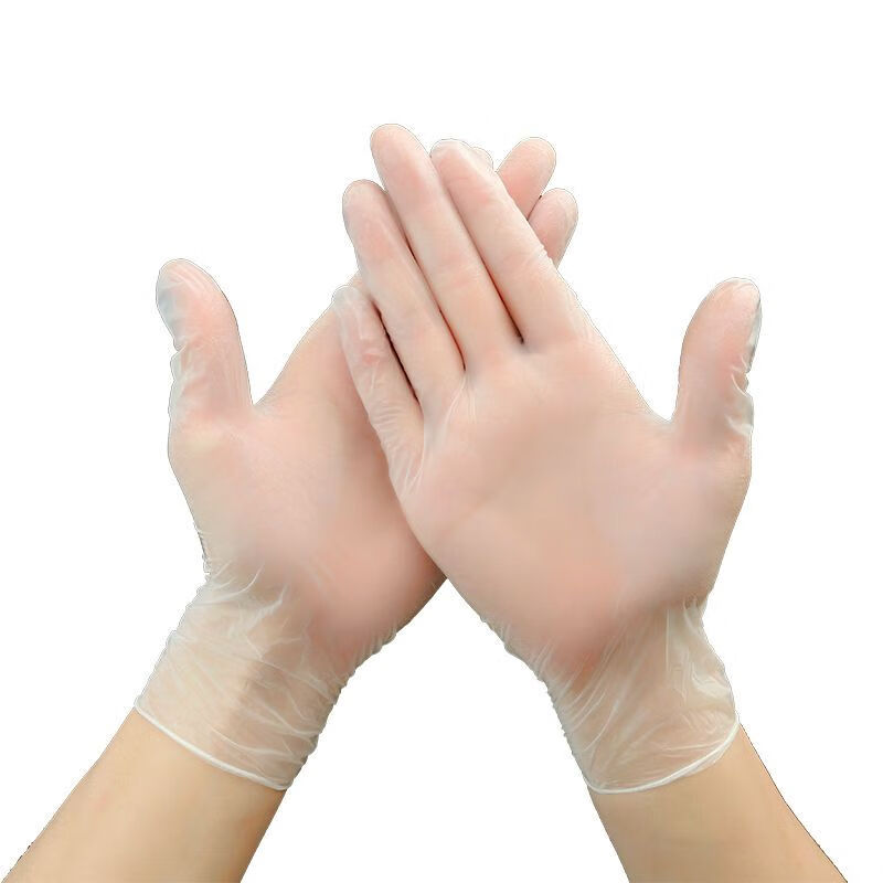 WCZ家用防护食品级一次性pvc手套防水防油洗碗餐饮乳胶橡胶美容手套 LK透明色TPE材质