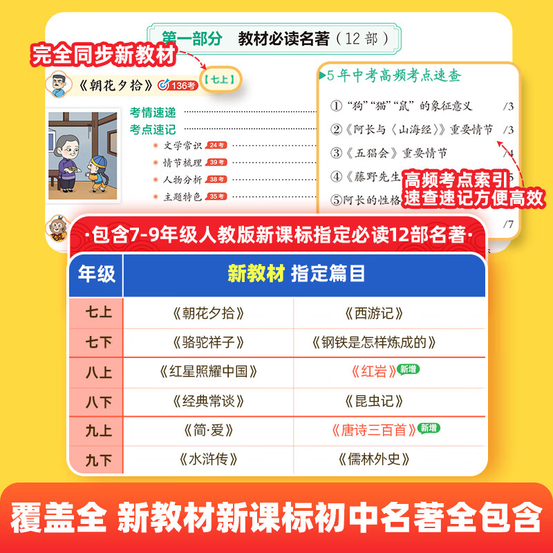 作业帮初中名著考点速记&考点精练手册语文教材必读初中文化文学常识漫画图解快速助记配视频讲解七八九年级一本通 【2册】初中名著考点速记+精练手册