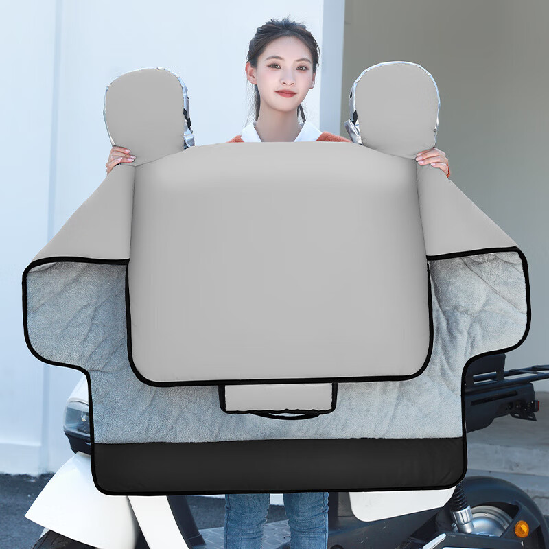 RAINGOWN电动车挡风被冬季加绒加厚电瓶摩托车防寒防水防风罩秋冬保暖防晒 高贵灰(单面防水)加绒加厚加宽侧翼+护脖 连体款