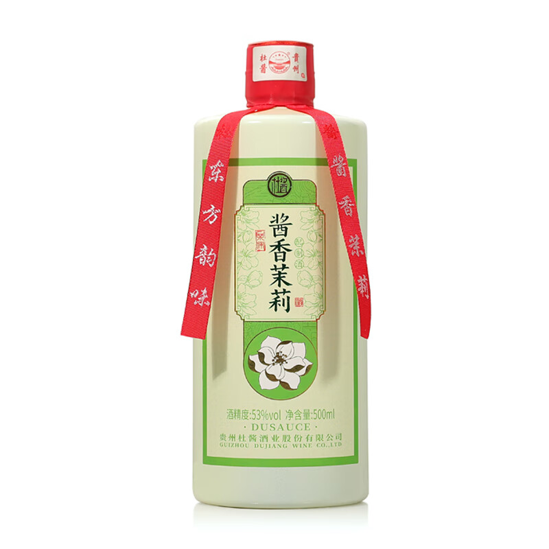 杜酱酒 酱香茉莉酒 茅台镇53度酱香型白酒 高度白酒 茉莉花茶酒 53度 500mL 6瓶 整箱装+3个礼品袋