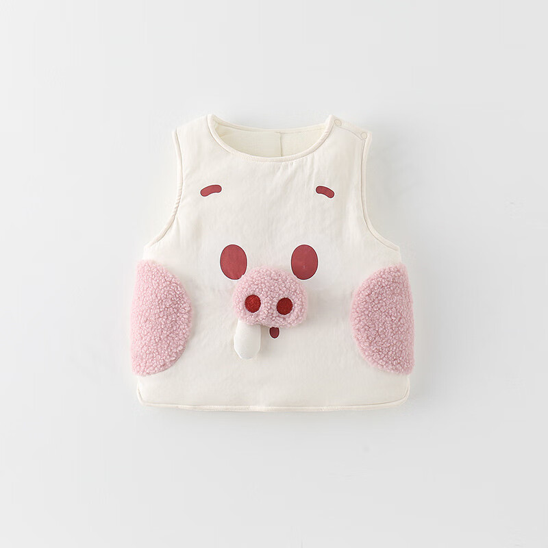 WONST品牌婴幼儿保暖背心2026冬装卡通夹棉动物马甲宝宝可爱小猪1-3岁 鼻涕猪 73 CM