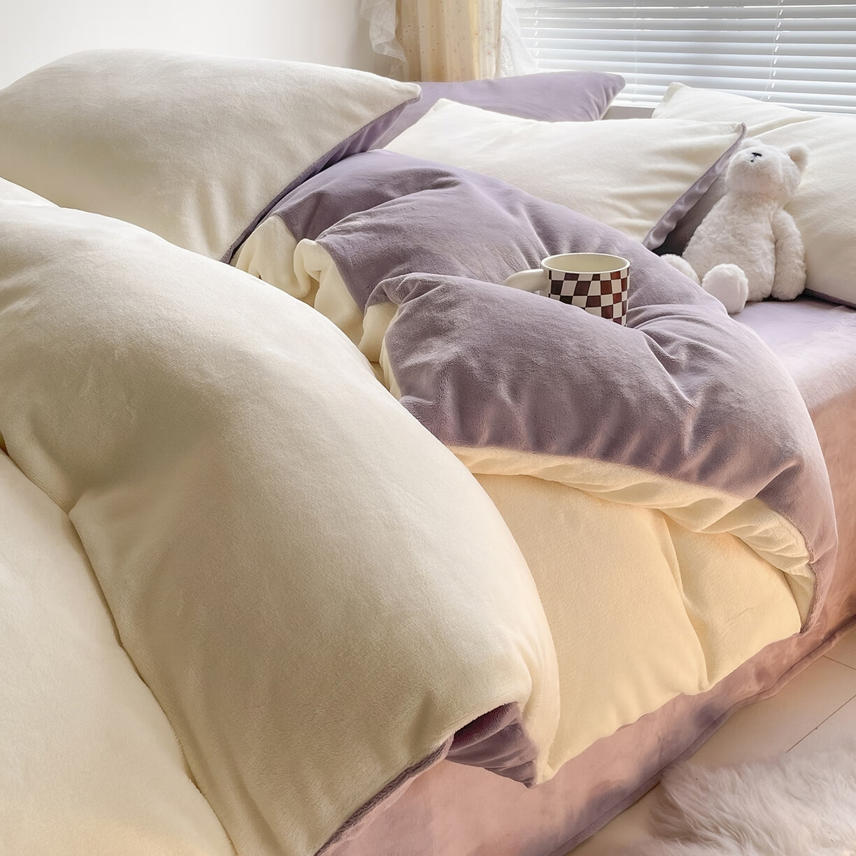 J.H.Longess ��ʵ��ů��ɫ˫ƴţ���޸߿����ﶬ���޴����ļ��� �̻�+ǳ��/LJR 1.8�� ������ (����200*230cm) �׼� 99Ԫ