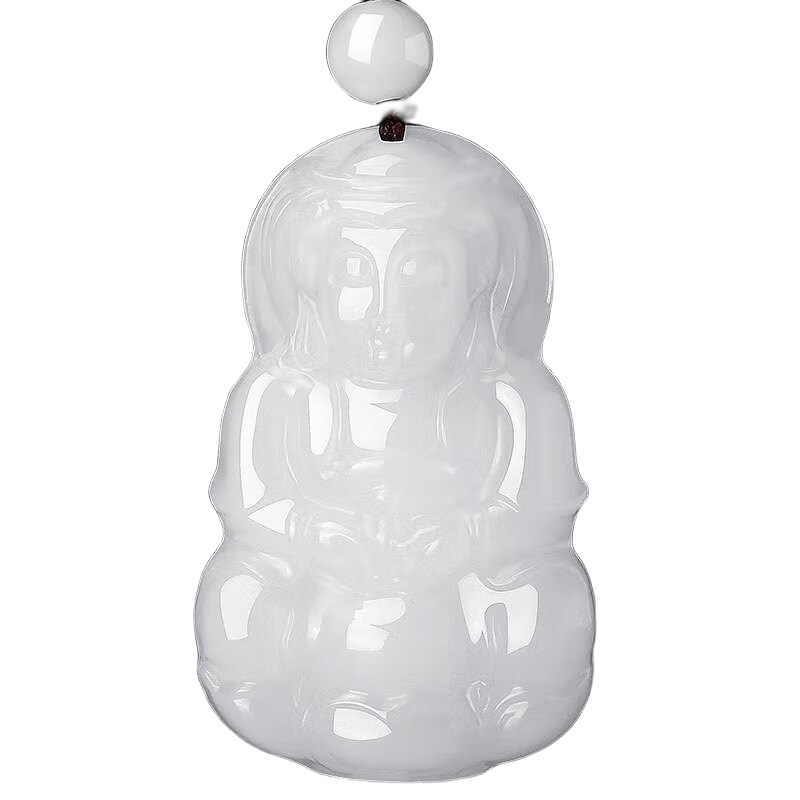 7000年和田玉吊墜羊脂白玉觀音玉墜附鑒定證書 玉觀音