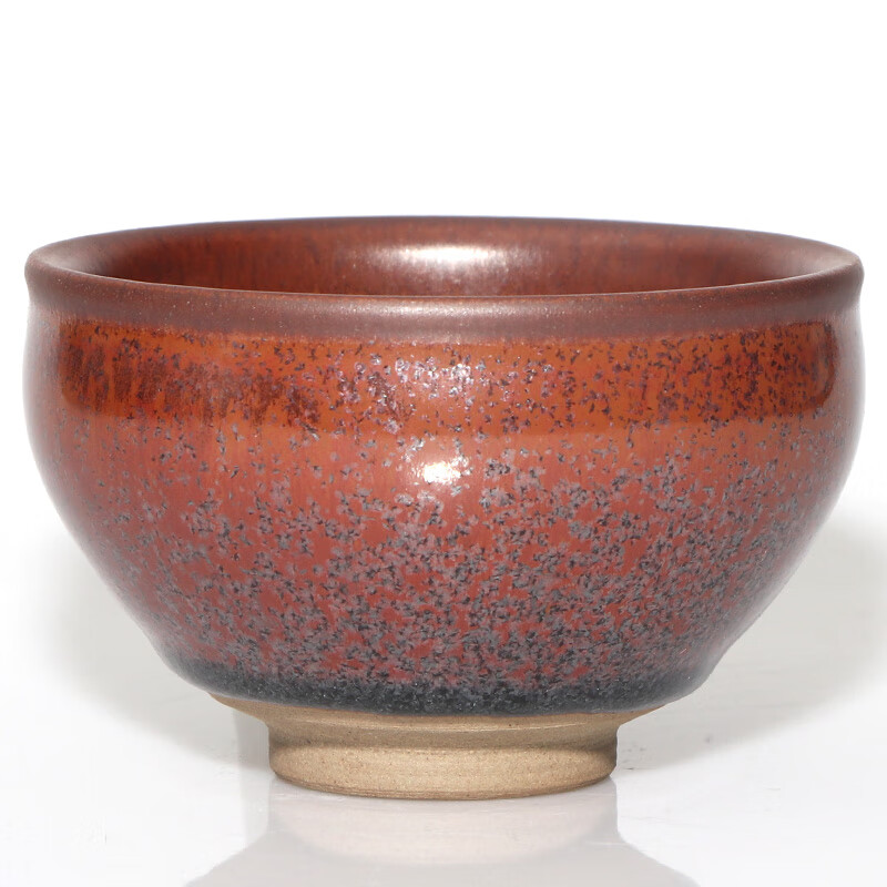 建緣天成 建盞茶杯?；纡p鴣斑禪定油滴鐵銹黑釉陶瓷杯子主人杯茶盞瓷器 白麗琴-仿柴鐵銹將軍8.5x5.8