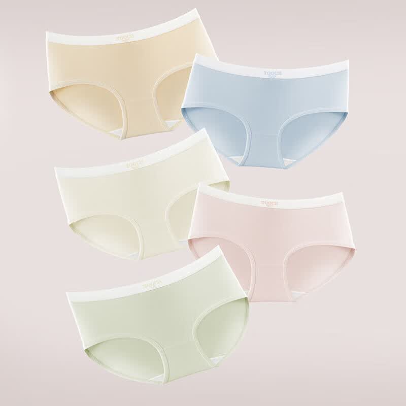 宜而爽7A抗菌全棉女士内裤字母中腰抗菌柔软舒适透气纯棉少女三角裤 2浅绿+2浅肤+2深肤+1浅粉 7条 L