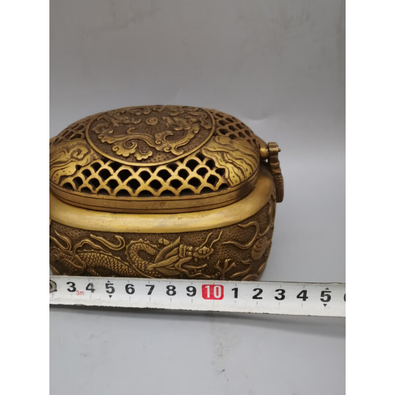 铜暖手炉球形火铳火冲汤婆子复古取暖随身手提木炭仿古香炉礼品 3款景泰蓝重约940克