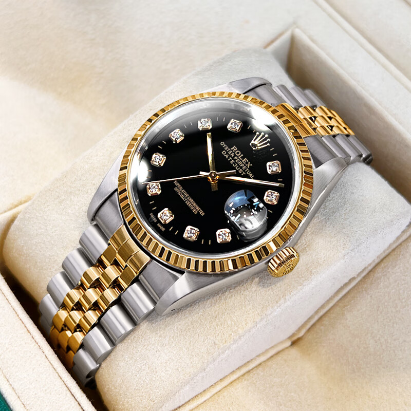 劳力士（ROLEX）【二手99新】劳力士男表日志型【狂飙同款】后镶钻自动机械后配盘女表劳力士男表16233 【36mm黑盘大包钻】