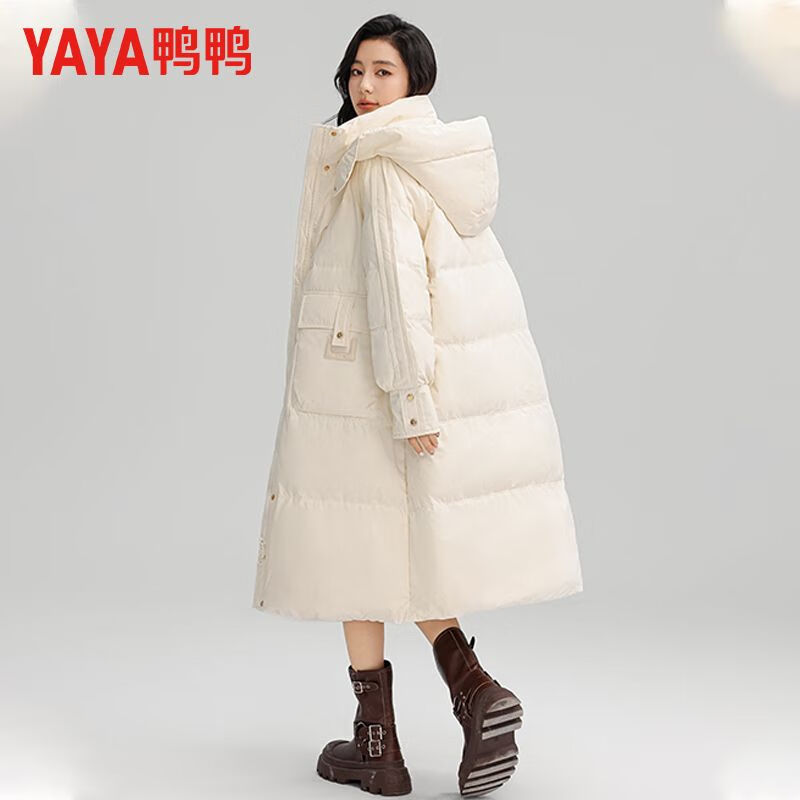 鸭鸭（YAYA）羽绒服女2025年冬季新品长款连帽时尚百搭加厚保暖休闲外套 黑色 M