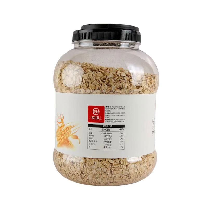 永辉优选 YH YH SELECTION永辉超市优选即食燕麦片2kg罐装原味早 永辉优选燕麦片罐装2kg*1瓶 瓶装
