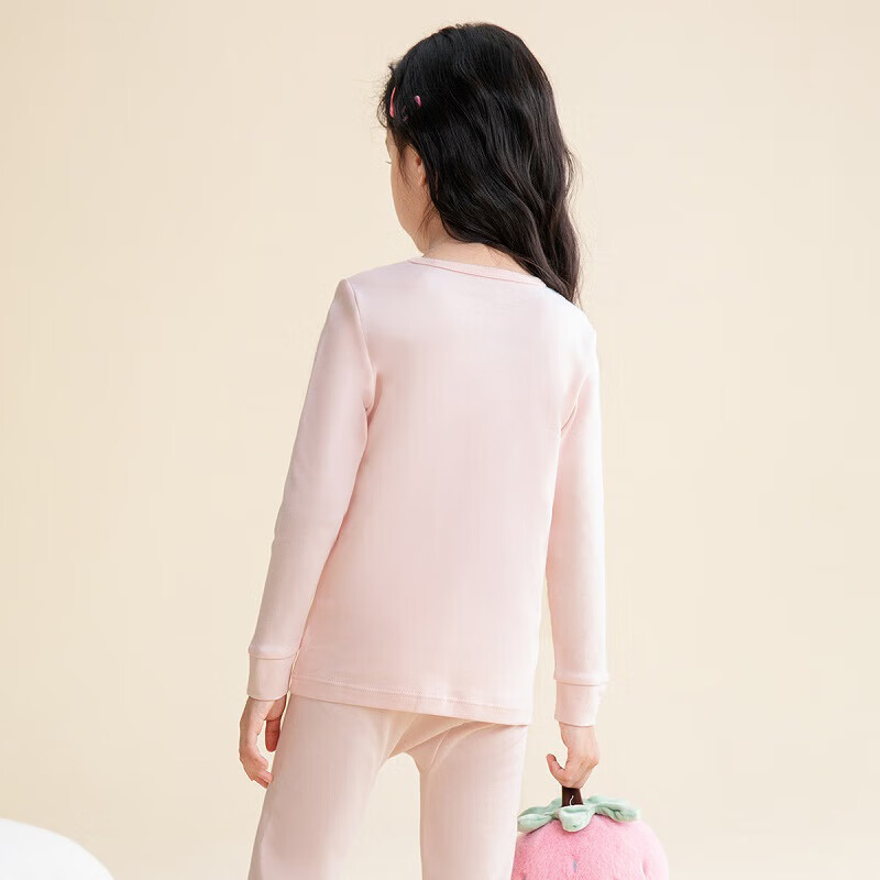 芬腾保暖内衣女童纯棉秋防静电保暖打底睡衣套装儿童柔暖秋衣 女童-粉橙 150