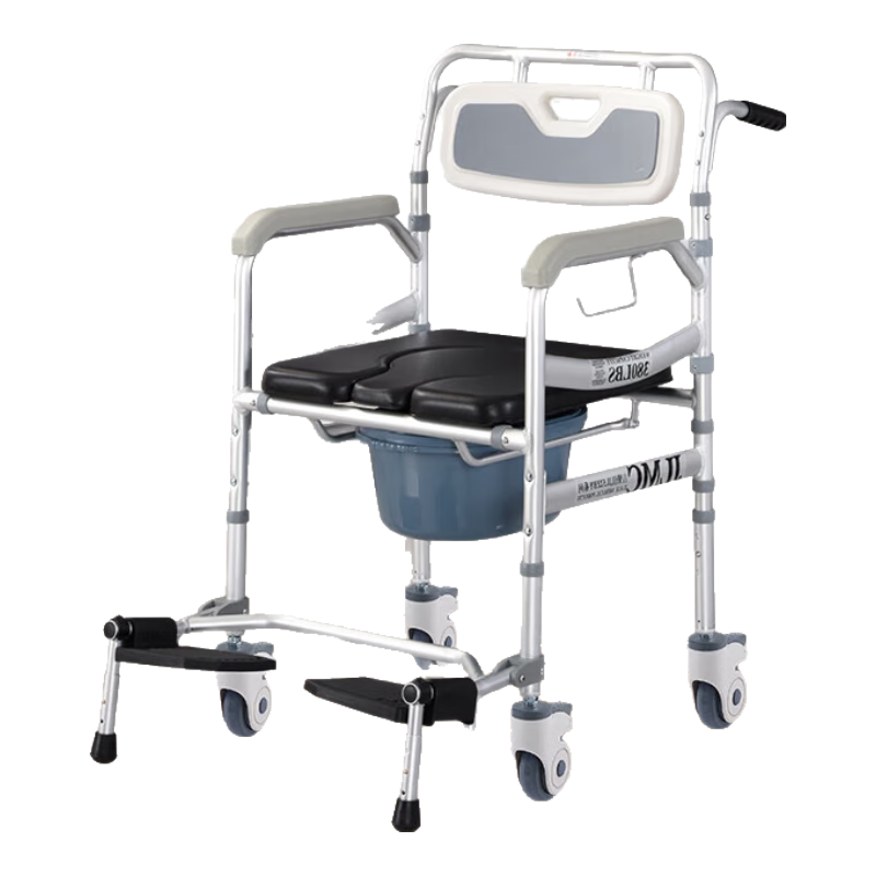 吉樂佳厚實防滑老人坐便椅帶輪家用癱瘓活動坐便器移動馬桶洗澡椅輪椅子 【5205醫(yī)護(hù)款】四輪獨立剎車+沙發(fā)軟皮座款