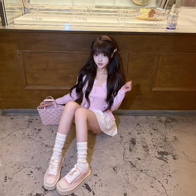 共迹gongji周深同款厚底帆布鞋厚底鞋女鞋秋季2025增高板鞋小白鞋运动休闲鞋 桃夭粉 /偏大一码 40