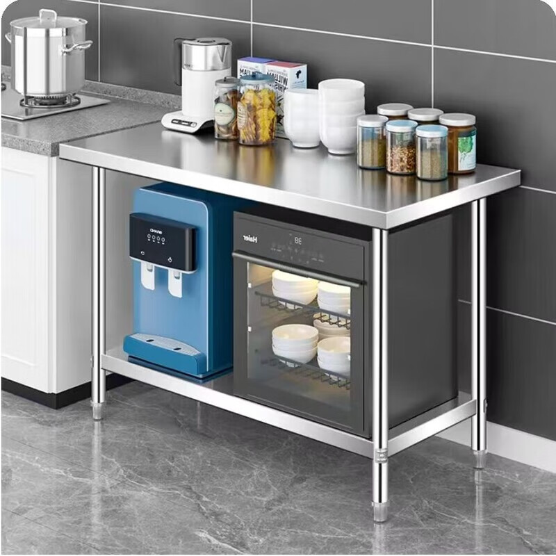 简漾304不锈钢工作台厨房灶台架子商用操作台桌子饭店置物架台面案板 80高二层操作台 长70宽40