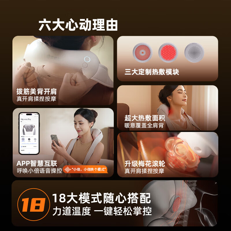 倍轻松(breo)N6mini【金推手】颈椎按摩器 按摩披肩肩颈斜方肌腿腰颈部按摩仪 送母亲父亲节生日礼物送女友男友 【轻奢肩颈仪礼盒款】 N6miniPro