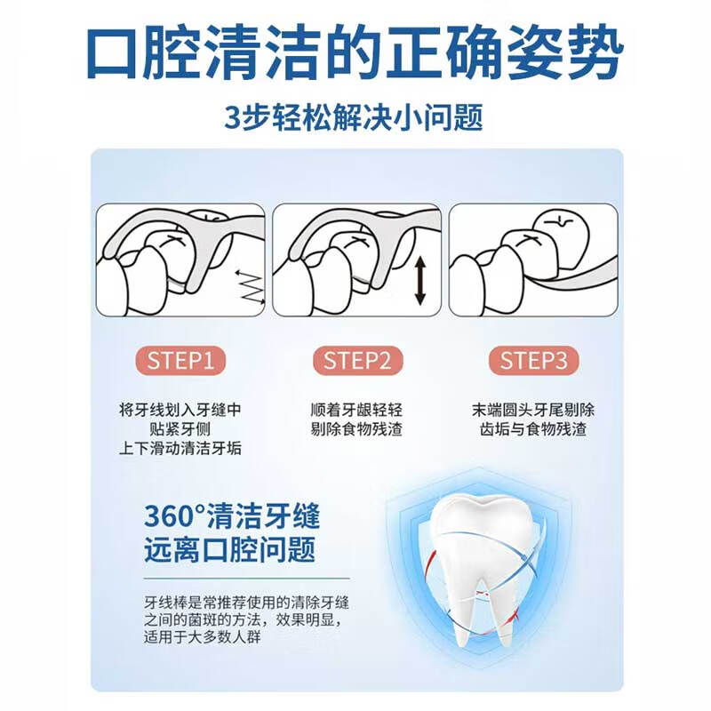 央米牙线棒牙签线剔牙线深度清洁牙齿缝高拉力便携牙线圆线口腔护理 牙线50支-8盒
