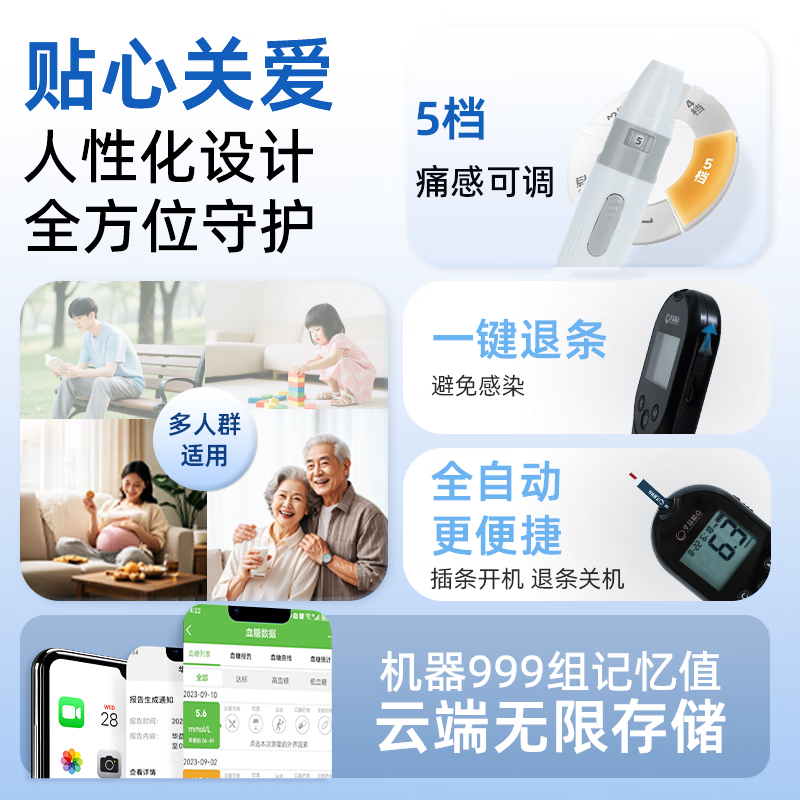 华益精点EZ-7 SIM血糖仪 医用级家用型高精准血糖检测仪升级低痛【新品】 【旗舰新品】EZ-7 SIM血糖仪 单仪器(赠包)