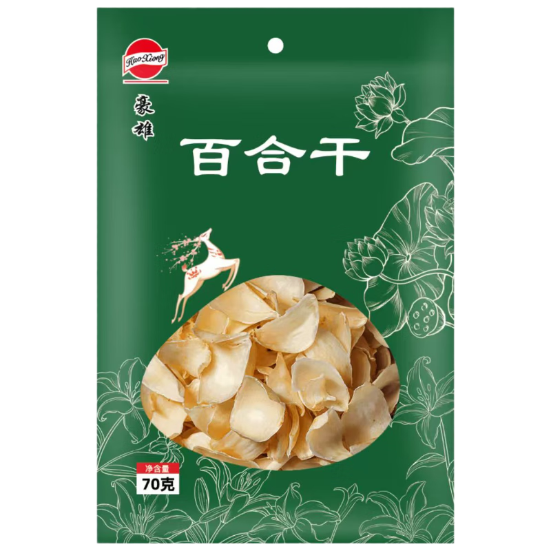 豪雄百合干70g无熏硫食用甜百合润肺熬粥煲汤食材安神助眠