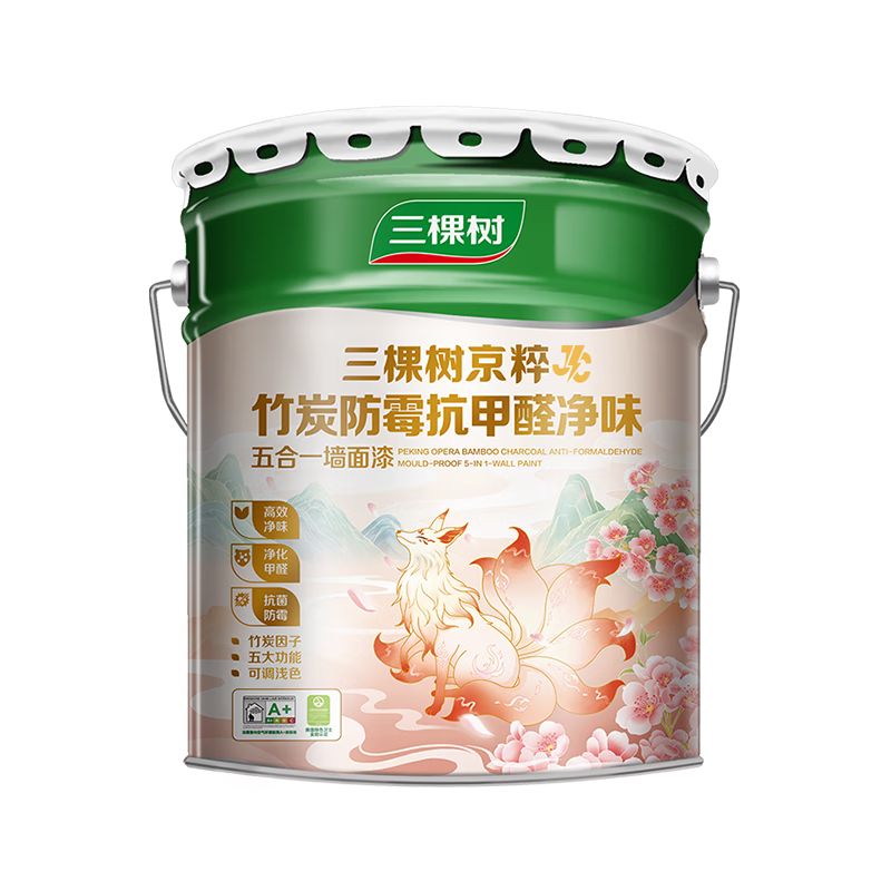 三棵树漆乳胶漆JC双倍防霉抗甲醛净味五合一墙面油漆涂料18L【京仓白漆】