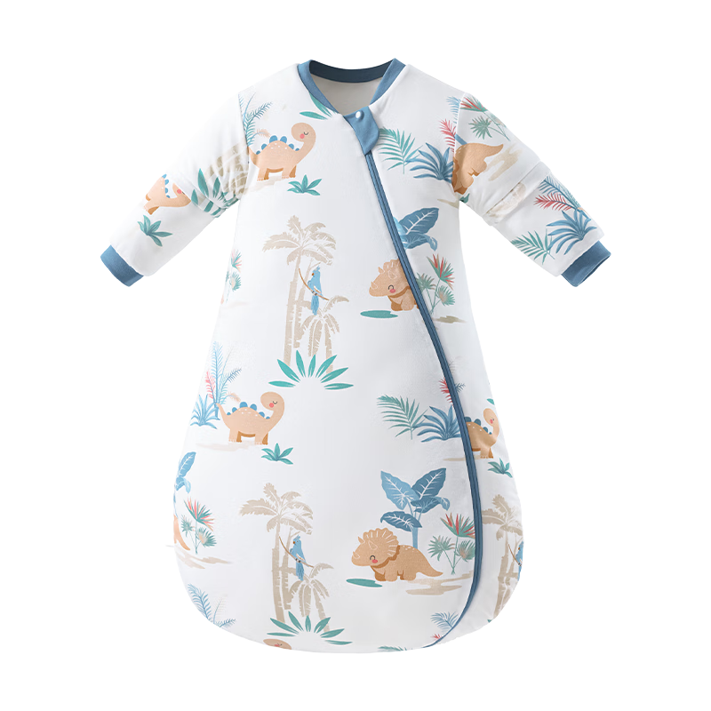 贝肽斯睡袋婴儿春秋恒温新生儿童宝宝睡袋一体式防踢被惊跳包被睡衣连体 神鸟 春秋双层-竹棉(20-26℃） M码建议身高65-85cm年龄9月-2岁