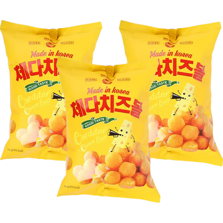No Brand切达芝士球韩国进口脆球玉米条奶酪爆米花饼干零食虾片膨 【10袋】芝士球70g*10袋
