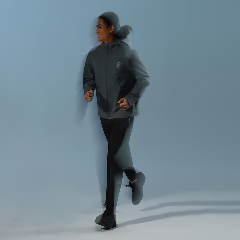 马孔多（macondo）跑步套装软壳外套软壳长裤秋冬运动套装 未来灰+黑色 女 2XL