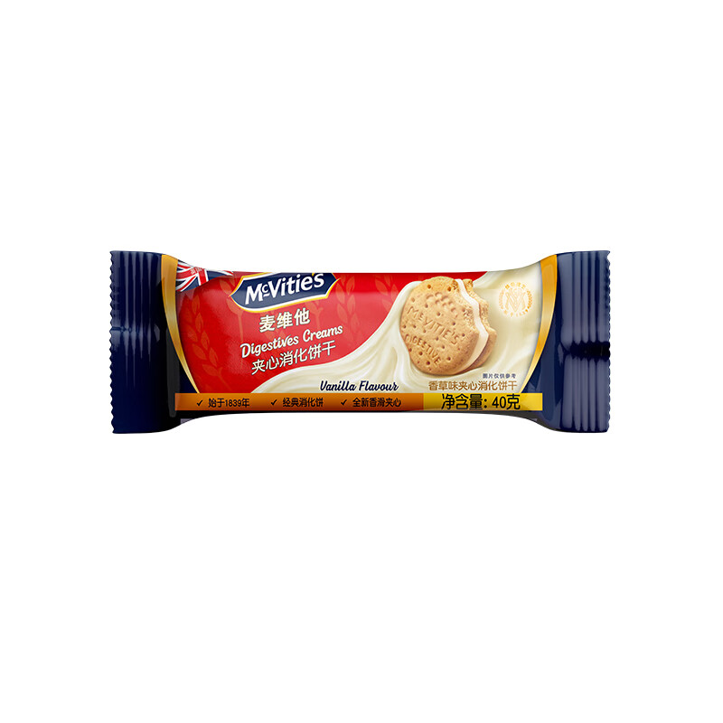 McVitie&#039;s 麦维他香草味夹心消化饼40克【临期】