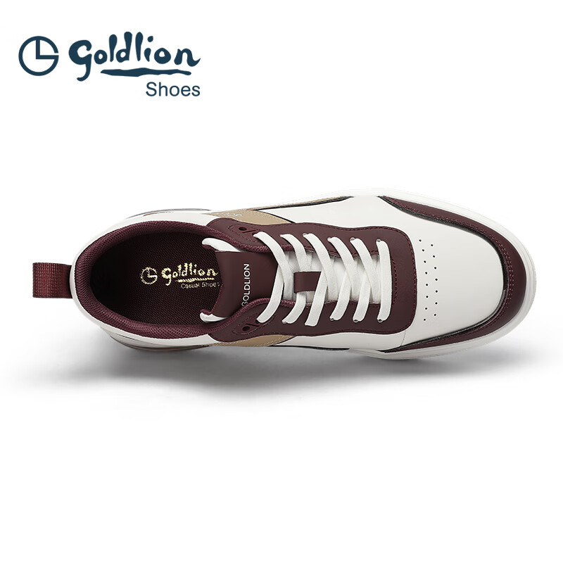 金利来（Goldlion）男鞋25年秋冬款休闲鞋气垫底潮流运动鞋百搭增高板鞋皮鞋运动鞋 白/红 38