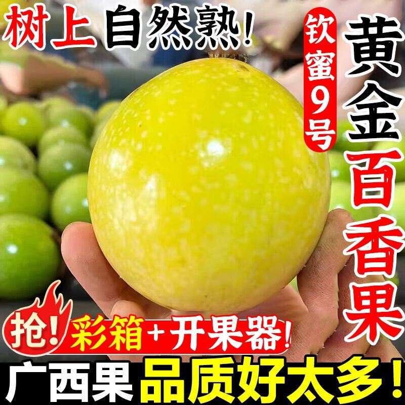 正宗钦蜜9号黄金百香果 新鲜特大果 整箱包邮直发纯甜百香水果 带箱5斤特大果70-80g