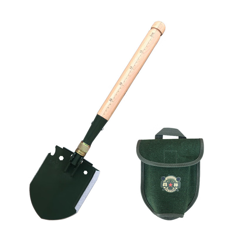 昌林308A多功能工兵鏟木柄折疊鍬戶(hù)外車(chē)載折疊工兵鍬便攜式多用鏟 軍綠色
