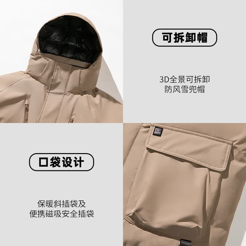君羽户外羽绒服男700高蓬白鹅绒加厚保暖工装大鹅绒服 深蓝 2XL 推荐170-185斤