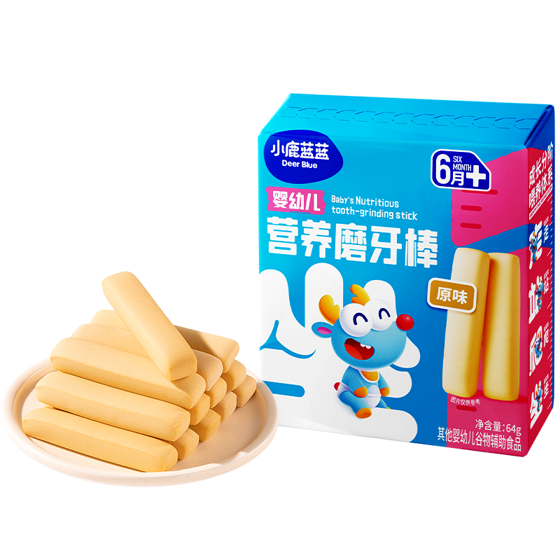 小鹿藍(lán)藍(lán)嬰幼兒磨牙棒原味寶寶零食 營養(yǎng)輔食 磨牙棒64g（6+~36個(gè)月適用）