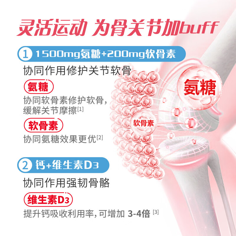 益节Move Free 7合1 女士 氨糖软骨素钙片120粒 维骨力 成人 美国进口 【女士氨糖】软硬骨同补 提气色 120粒*1瓶