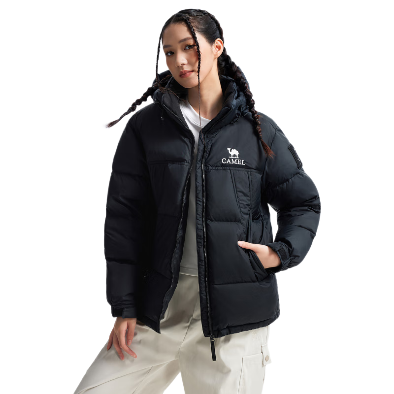 骆驼女装羽绒服2025秋冬新款男女同款加厚保暖连帽羽绒面包服