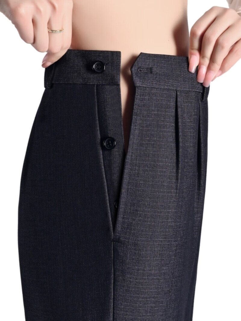 伊玟格格春秋新款旁开扣中老年侧开口大码女装妈妈裤子女西裤老年女裤高腰 深灰色 黑灰秋冬款旁开扣 5XL 2尺9腰围35码(155斤以下穿)