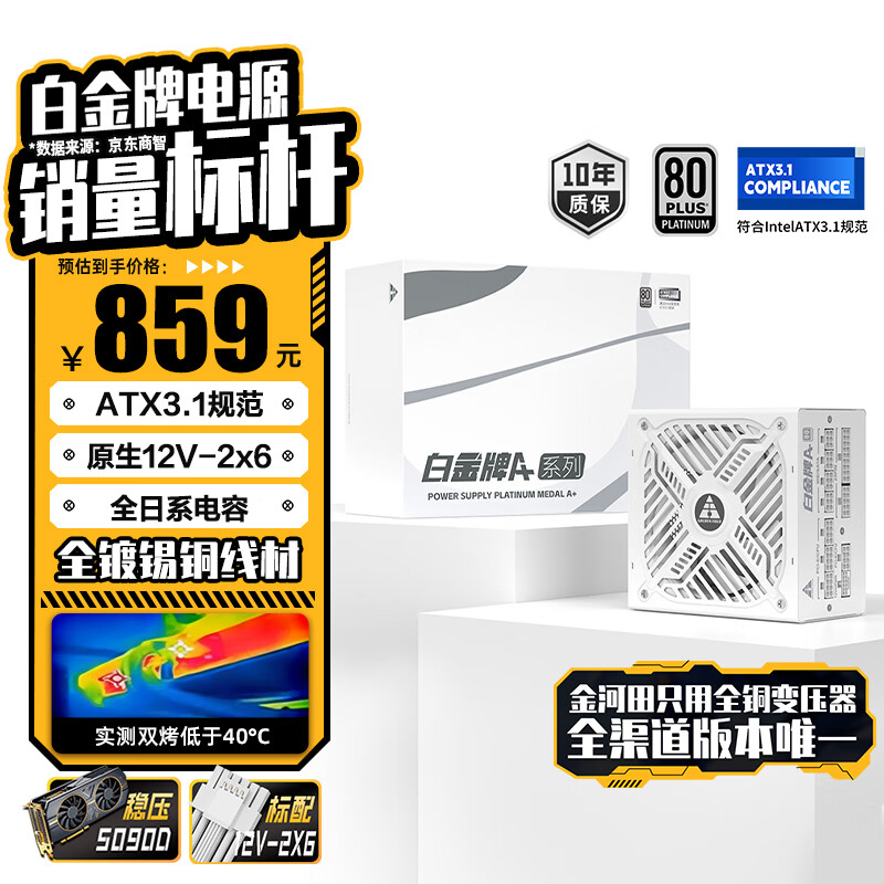Golden field׽A+1250W ȫװATX3.1ԵԴ׽֤/ȫϵ/12V2*6/10껻/ѹ5090/ѹ 799Ԫ