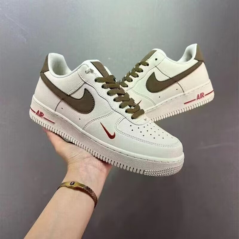 ajniker莆田纯原空军一号af1男女奶咖色低帮休闲板鞋情侣小白鞋权志龙