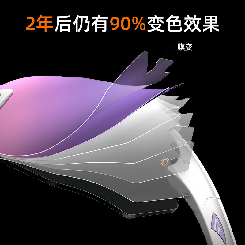 高特（OUTDO）跑步眼镜马拉松男女防紫外线护目镜登山偏光运动太阳镜变色墨镜 变色款GT67012-C049白框粉紫