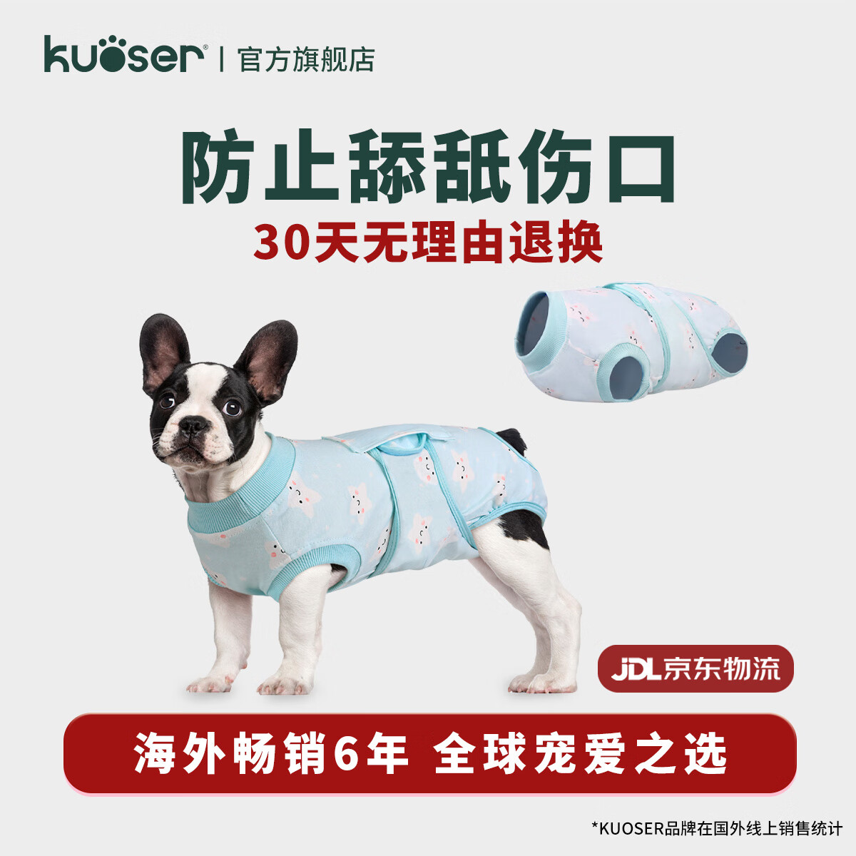 KUOSER狗狗绝育服生理裤泰迪比熊博美术后衣防舔透气狗狗衣服 星星蓝 L【胸围59-70cm丨体重参考10.5-21.8kg】