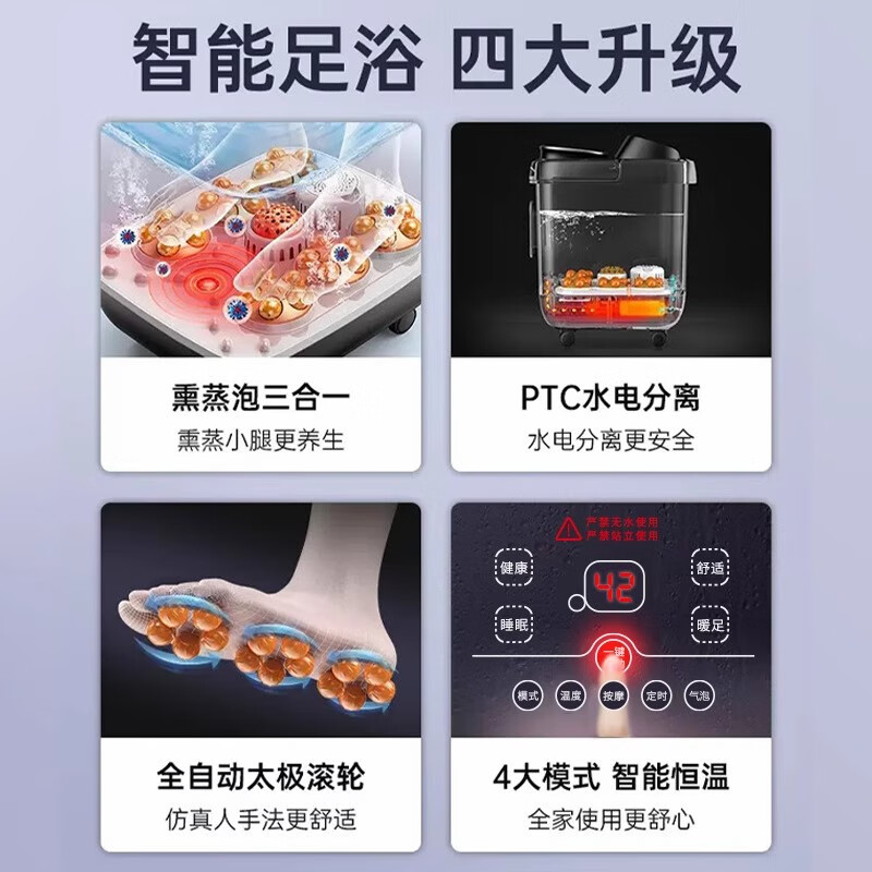 苏泊尔同款泡脚桶恒温加热家用电动按摩洗脚盆全自动按摩足浴盆 【机械款】脚动按摩