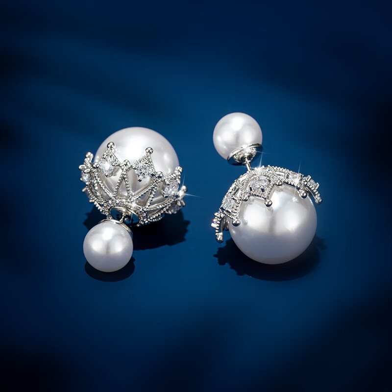 Qlady雙面珍珠耳釘輕奢感耳飾耳環(huán)女2025新款小眾獨特氣質(zhì)耳墜 簡約白