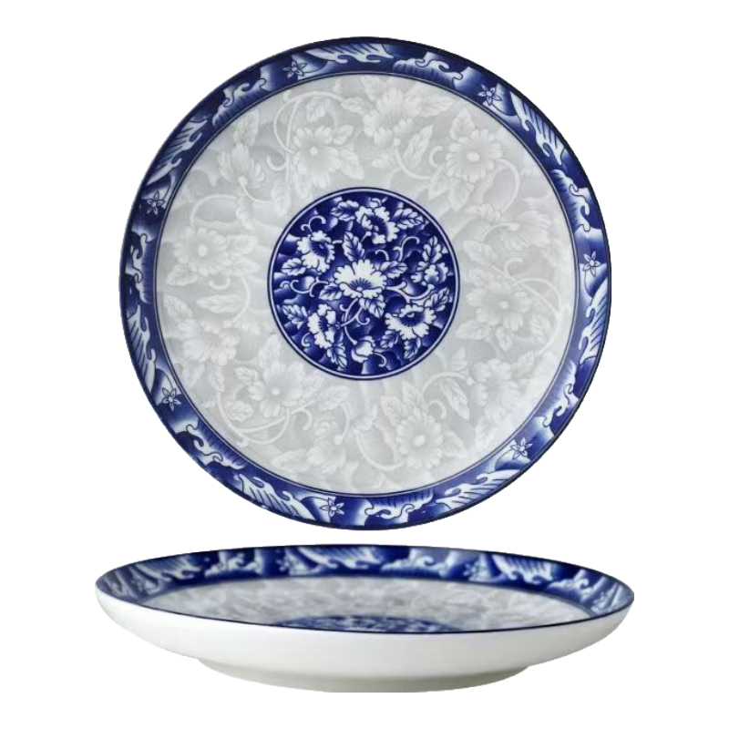 家用网红高颜值陶瓷餐具釉下彩青花餐具青枝玉蔓餐具套装 8英寸盘6个装