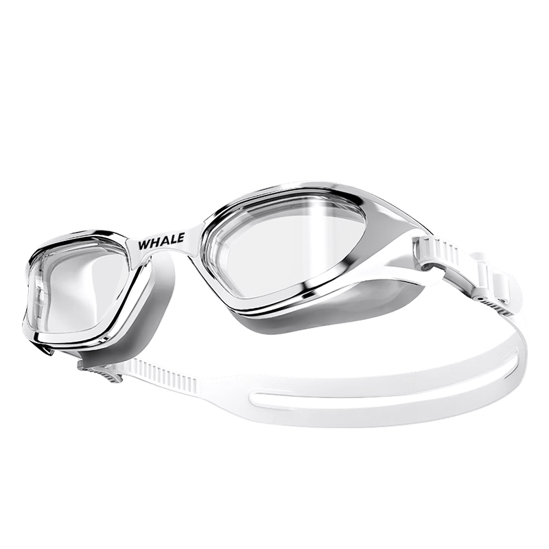 鲸鱼水膜长效防雾泳镜S1中框1888天起雾换新 男女近视带度数游泳眼镜 【纳米防雾透明款】闪亮银