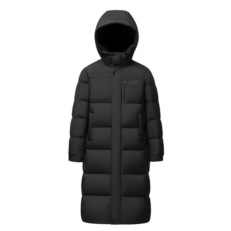 雪中飞连帽长款羽绒服男士冬季纯色加厚极寒高充绒羽绒衣防寒羽绒外套 黑色 XL (180)