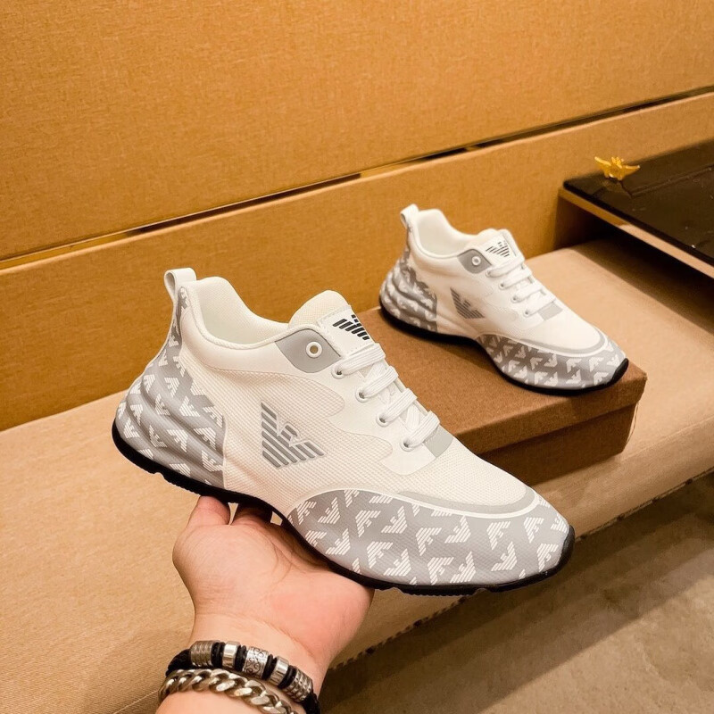 阿玛尼2025新款高端透气老爹鞋增高潮流夏季男鞋软底减震网面学生