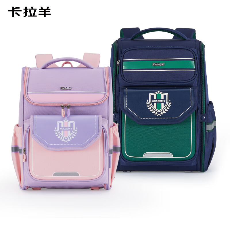 卡拉羊【蒋勤勤代言】书包小学生1-3-6年级五维减负防下坠儿童书包男女 【18L】黑金