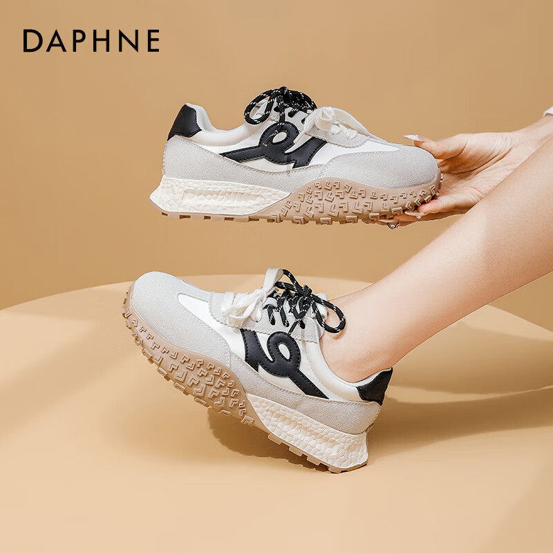 达芙妮官方厚底德训鞋女2025秋季女鞋增高软底运动休闲鞋百搭鞋子女ZJ 灰色 40