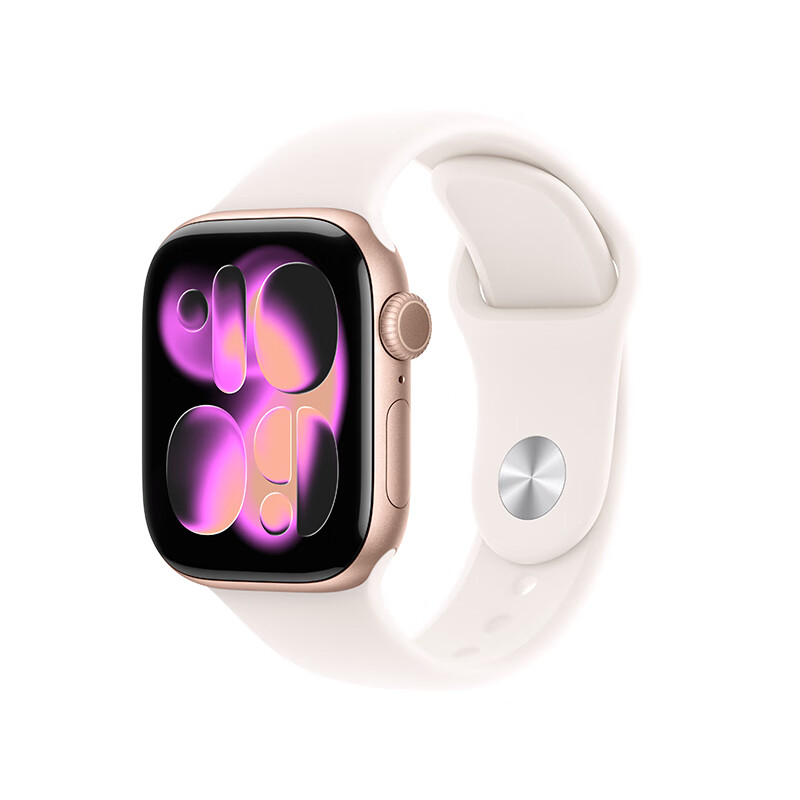 Apple/苹果 Watch S11 智能手表42毫米玫瑰金色铝金属表壳淡桃粉色运动型表带S/M 【GPS款】